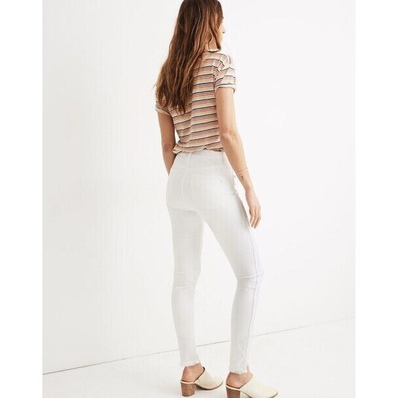 Madewell Sz 35 Petite 10" High-Rise Skinny Jeans Pure White Step-Hem Edition NWT - Picture 4 of 15